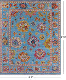 Blue Turkish Oushak Hand Knotted Wool Rug - 8' 1" X 9' 10" - Golden Nile