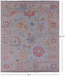Light Blue Turkish Oushak Hand Knotted Wool Rug - 8' 1" X 9' 11" - Golden Nile