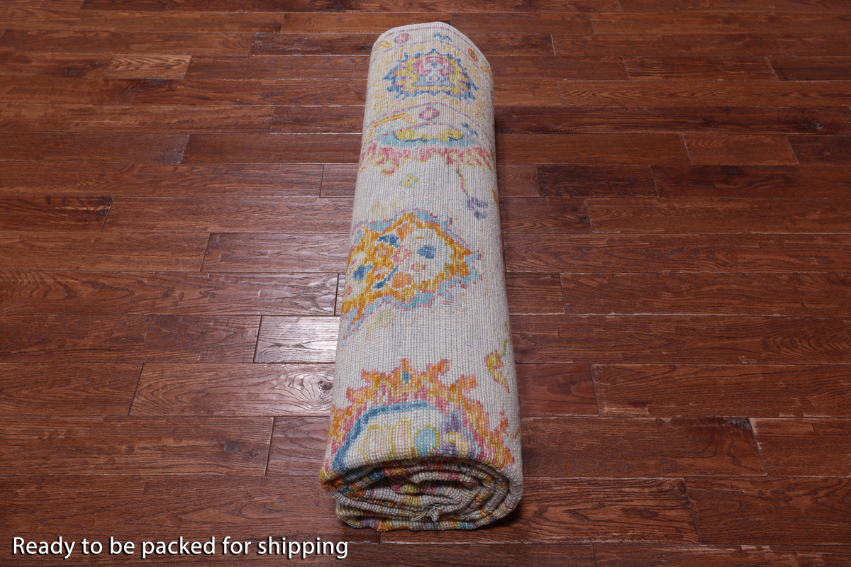 SUPER SALE Ivory Turkish Oushak Hand Knotted Wool Rug - 8' 2" X 10' 0"
