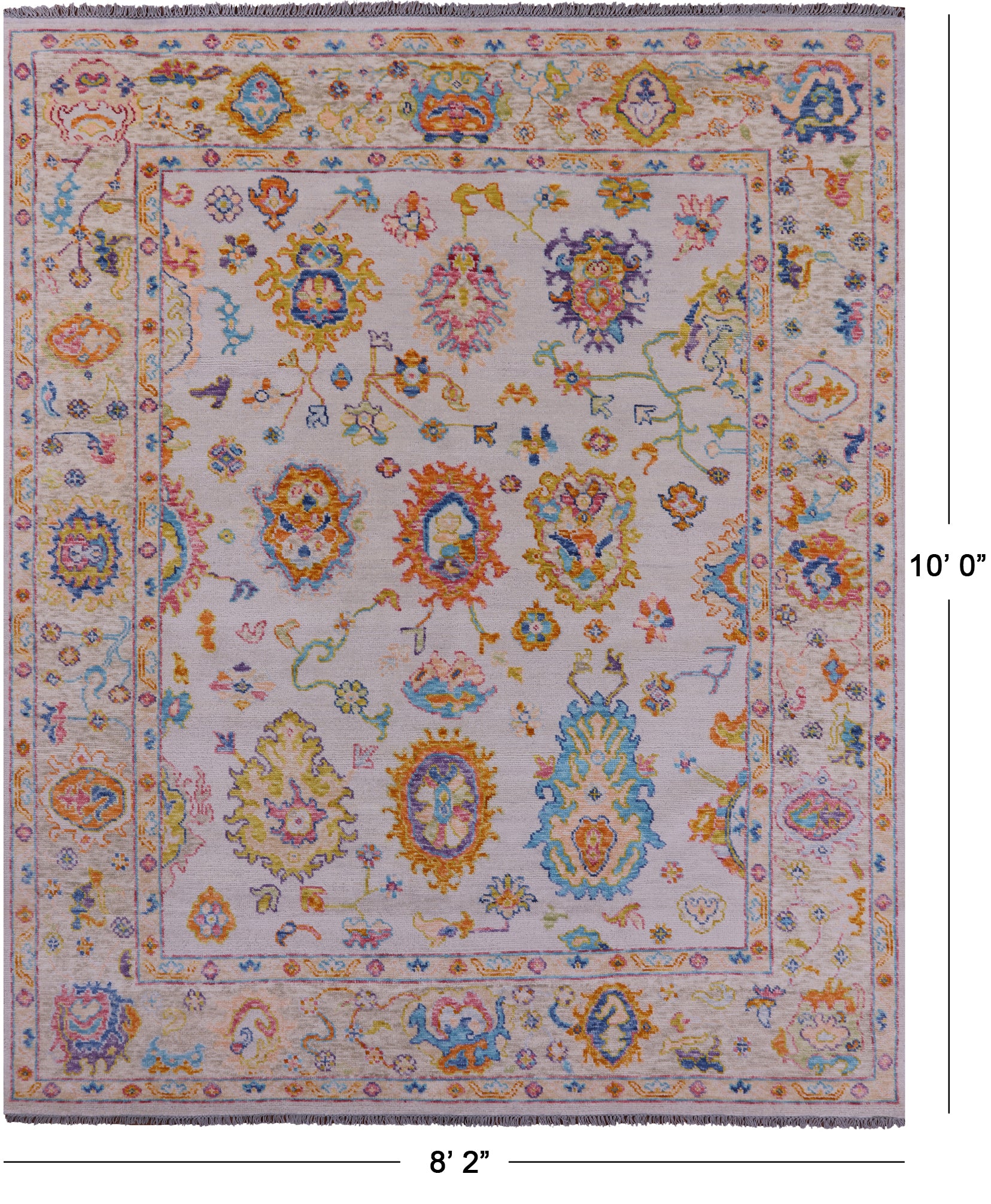Ivory Turkish Oushak Hand Knotted Wool Rug - 8' 2" X 10' 0" - Golden Nile