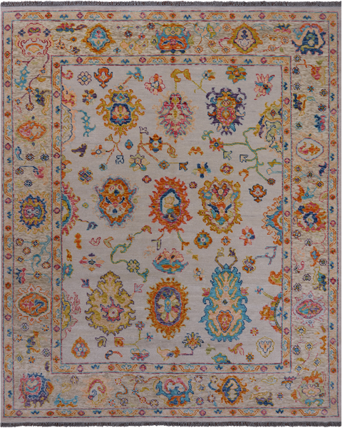 SUPER SALE Ivory Turkish Oushak Hand Knotted Wool Rug - 8' 2" X 10' 0"