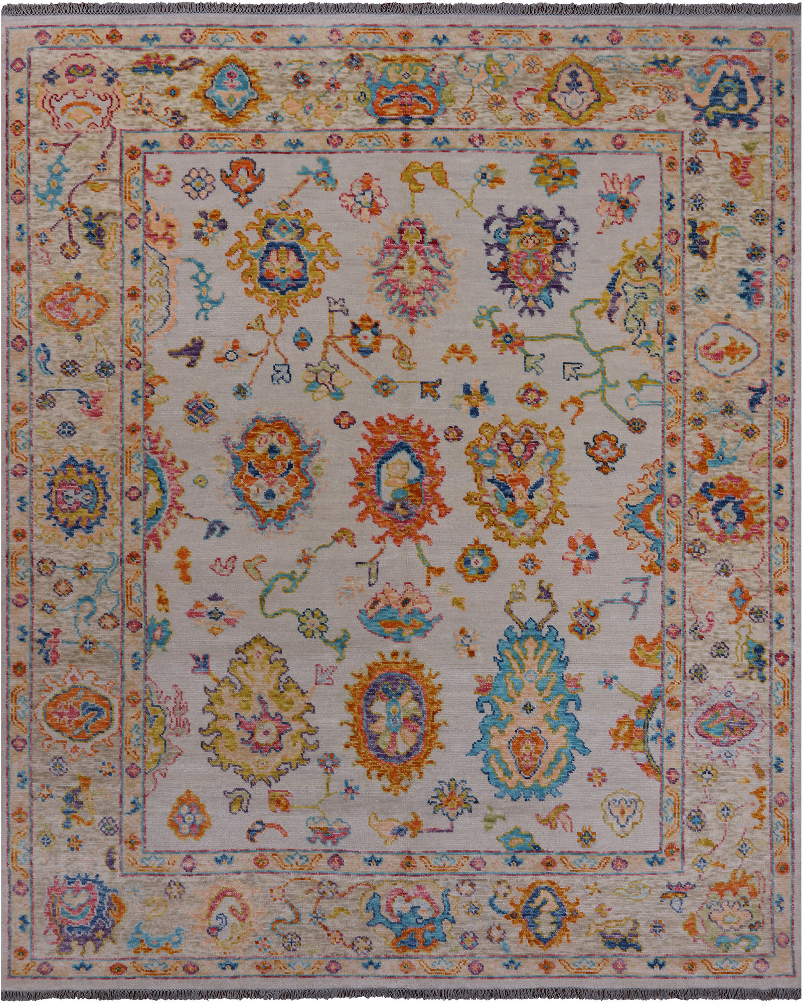 SUPER SALE Ivory Turkish Oushak Hand Knotted Wool Rug - 8' 2" X 10' 0"