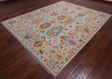 SUPER SALE Ivory Turkish Oushak Hand Knotted Wool Rug - 8' 2" X 10' 0"