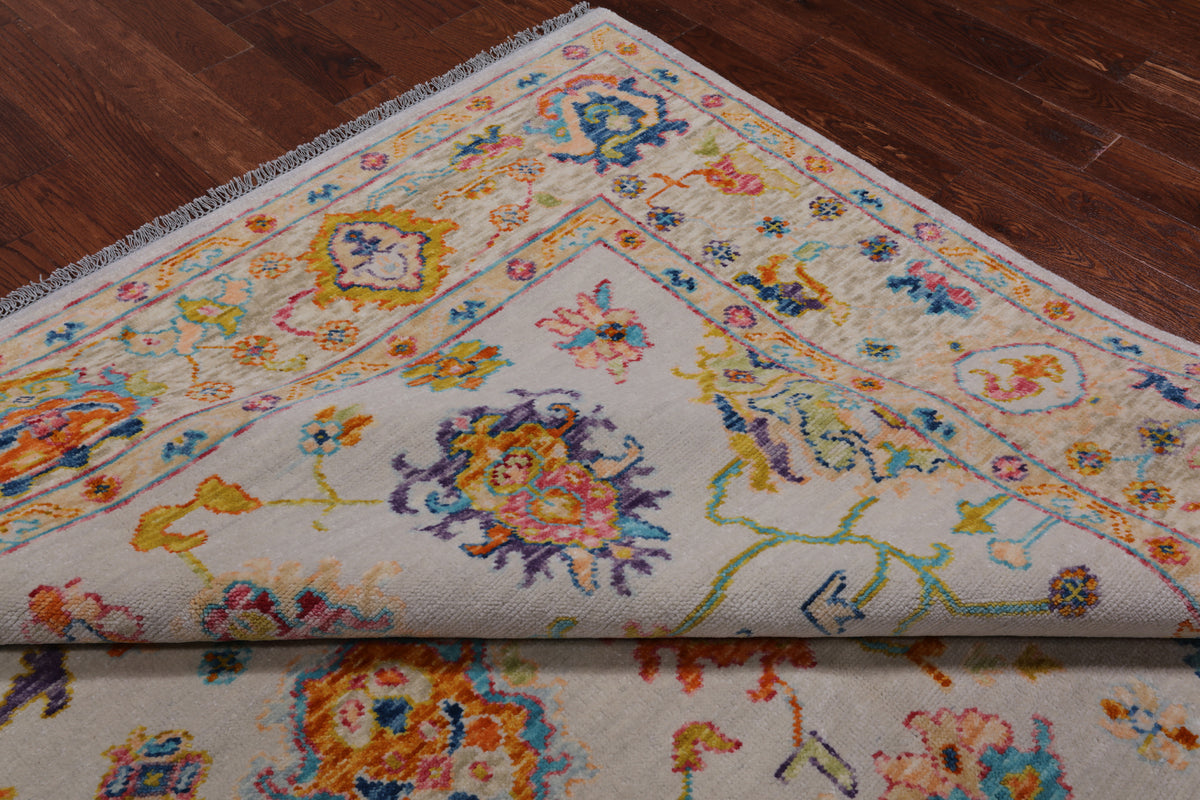 SUPER SALE Ivory Turkish Oushak Hand Knotted Wool Rug - 8' 2" X 10' 0"