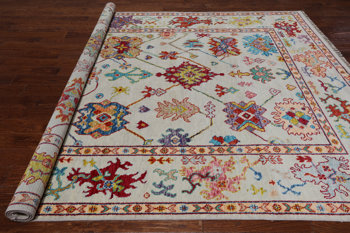SUPER SALE Turkish Oushak Hand Knotted Wool Rug - 8' 2" X 10' 2"