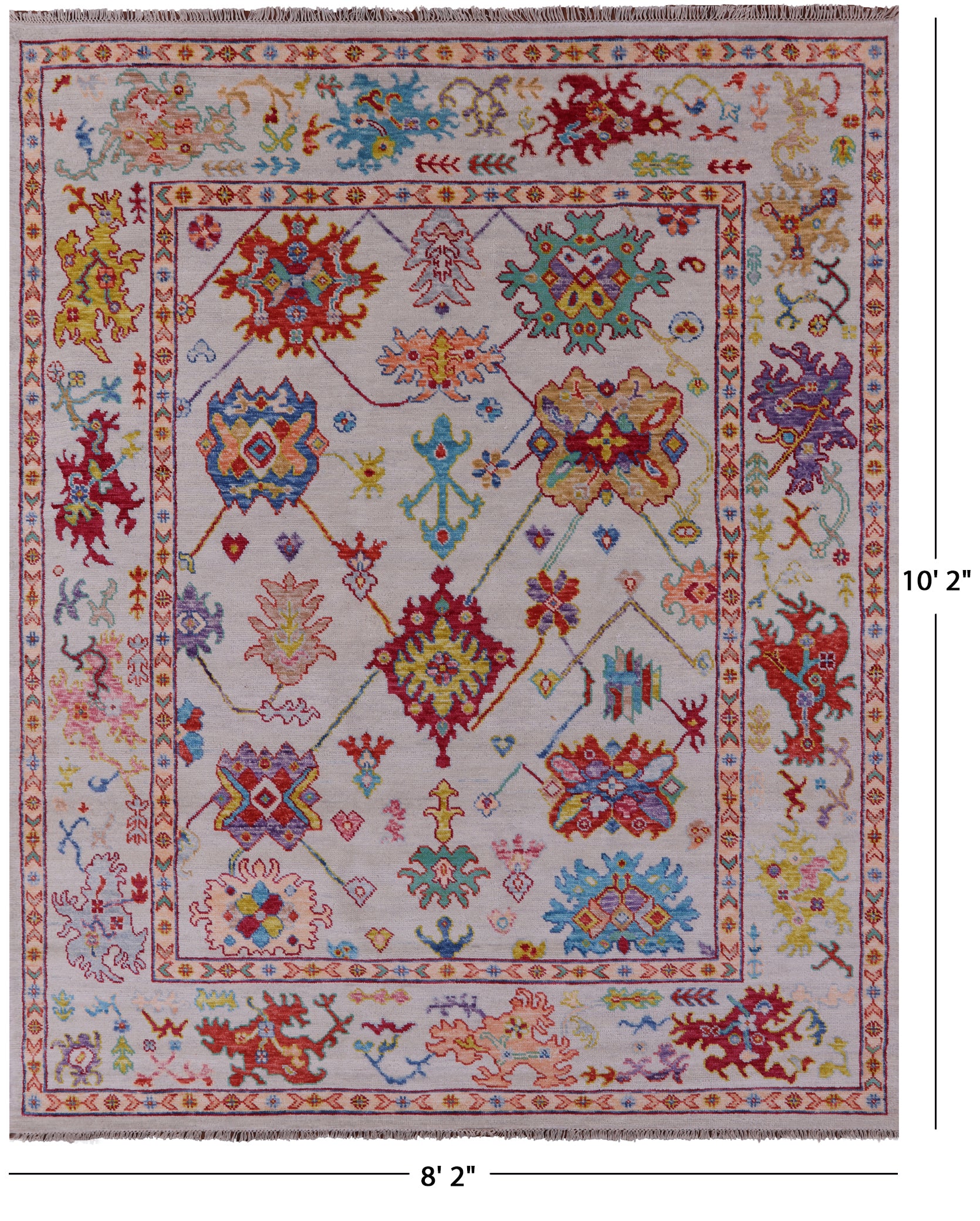 Ivory Turkish Oushak Hand Knotted Wool Rug - 8' 2" X 10' 2" - Golden Nile