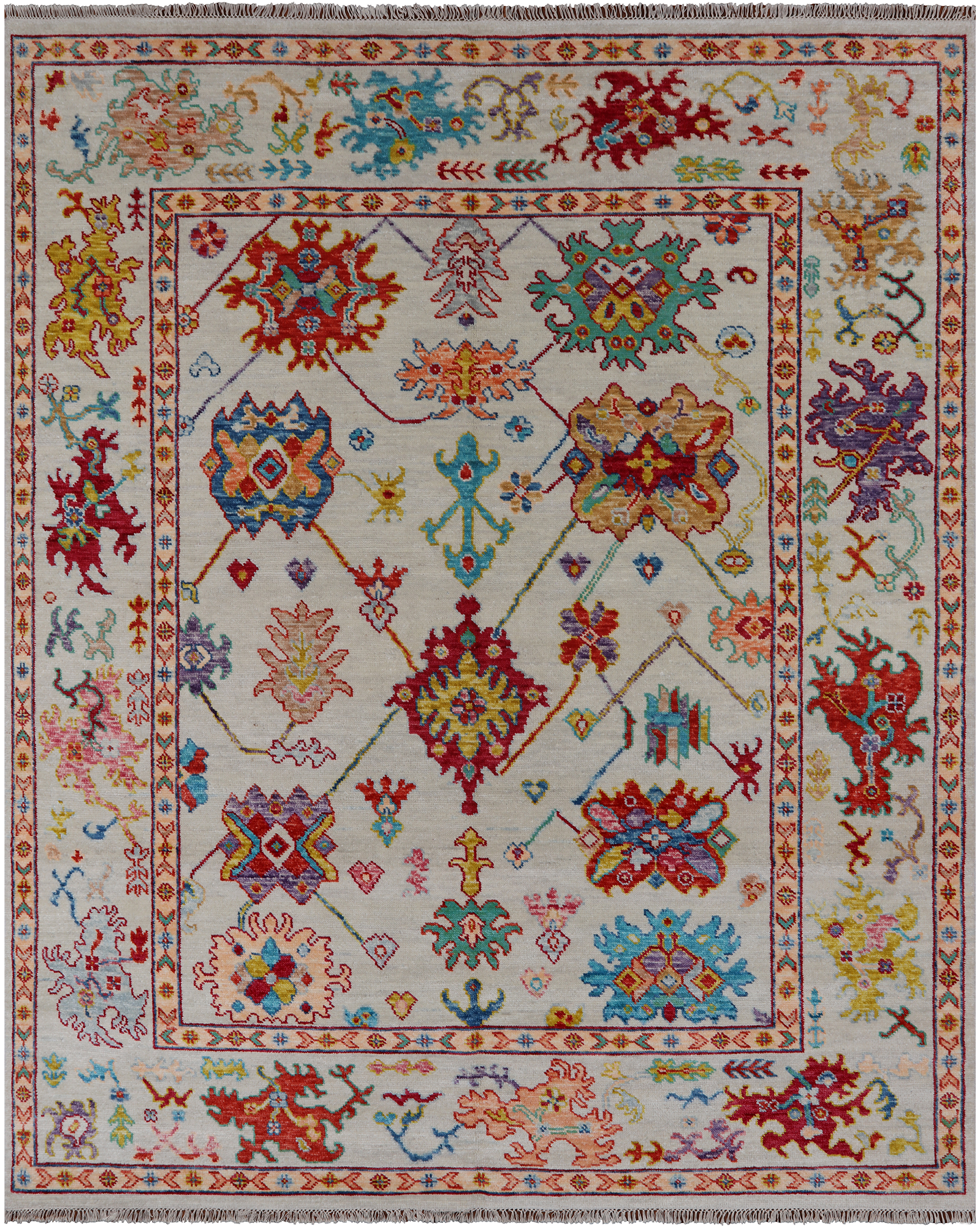 SUPER SALE Turkish Oushak Hand Knotted Wool Rug - 8' 2" X 10' 2"