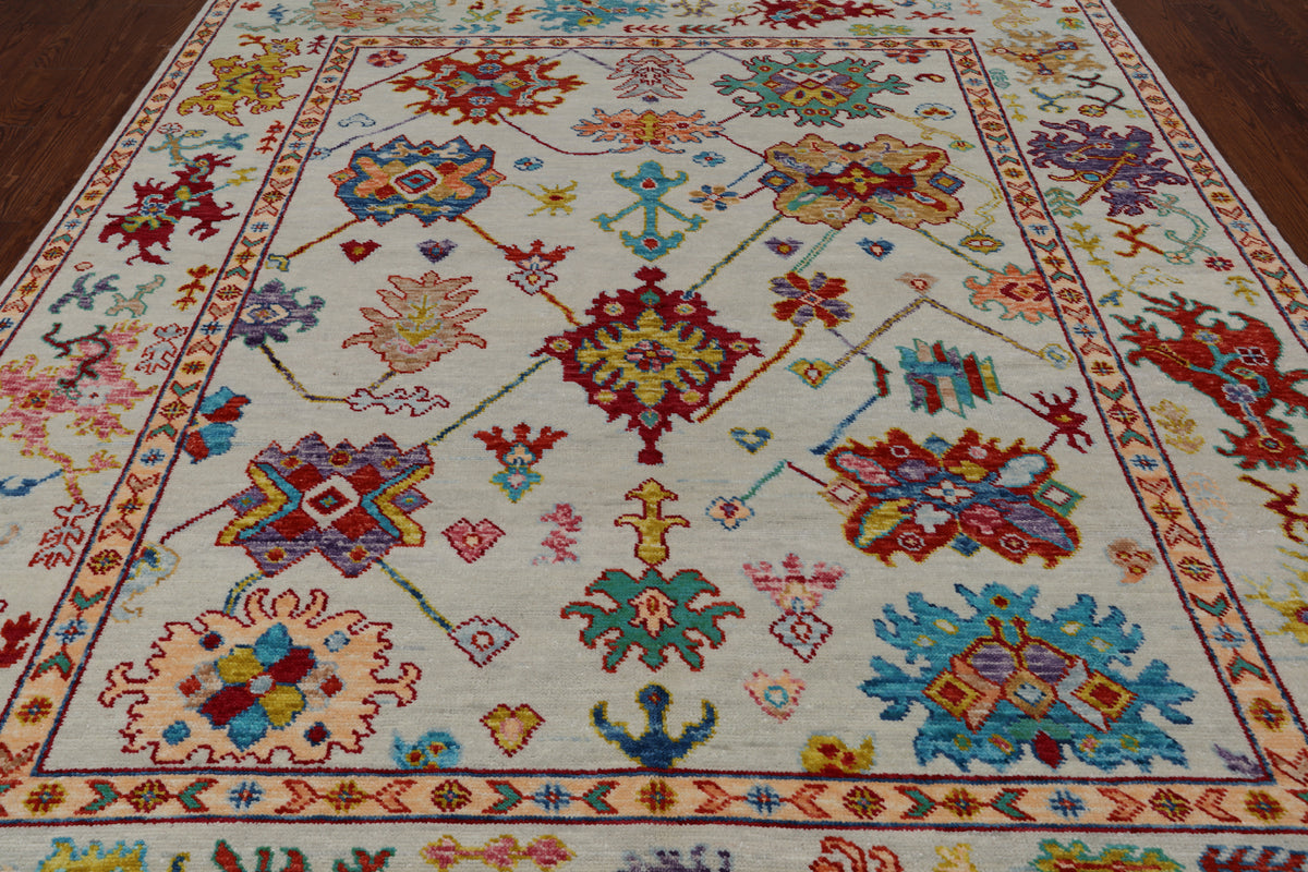 SUPER SALE Turkish Oushak Hand Knotted Wool Rug - 8' 2" X 10' 2"