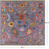 Grey Square Turkish Oushak Hand Knotted Wool Rug - 10' 1" X 10' 2" - Golden Nile