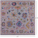 Grey Square Turkish Oushak Hand Knotted Wool Rug - 8' 1" X 8' 3" - Golden Nile