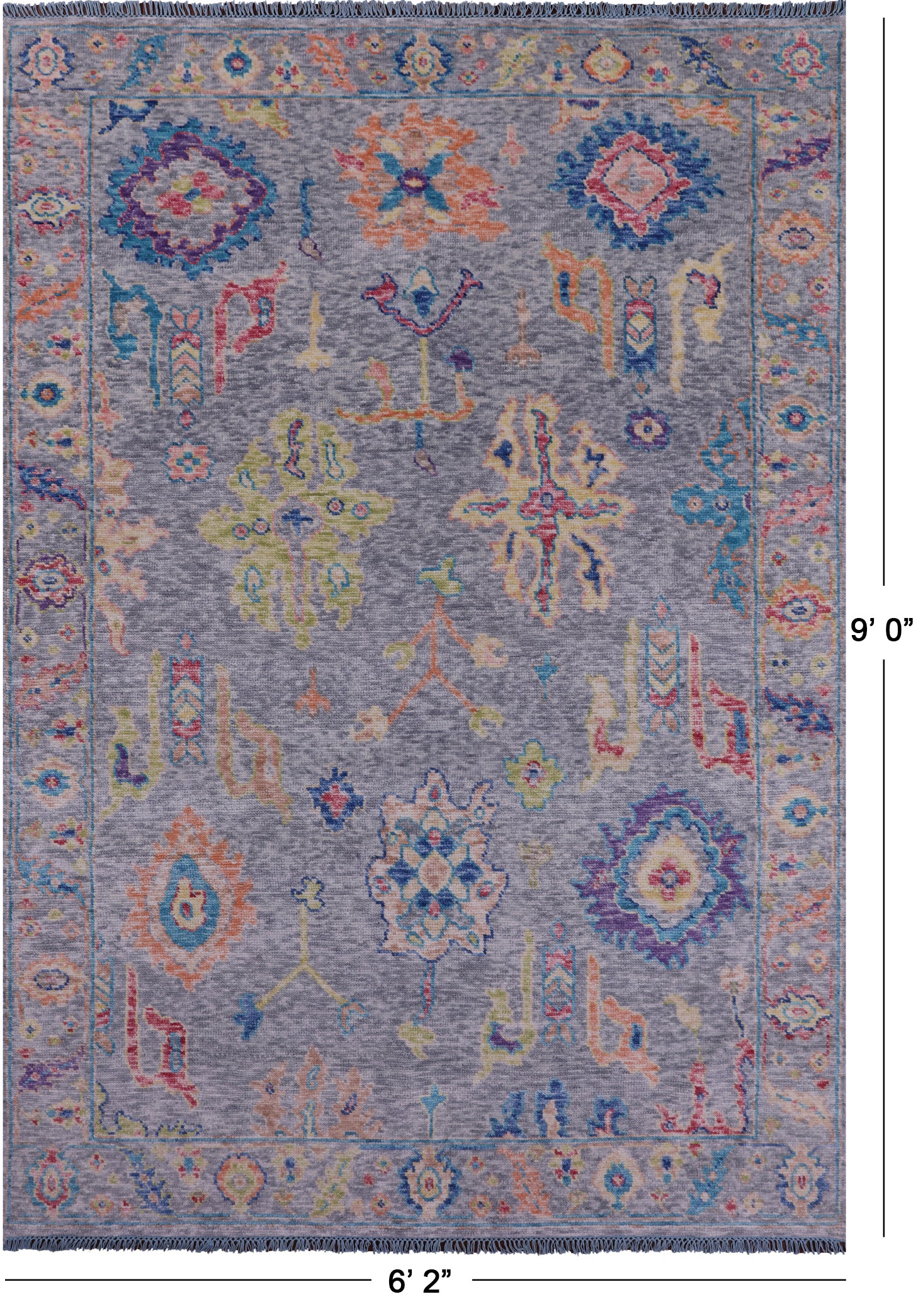 Grey Turkish Oushak Hand Knotted Wool Rug - 6' 2" X 9' 0" - Golden Nile