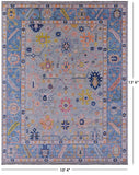Grey Turkish Oushak Hand Knotted Wool Rug - 10' 4" X 13' 6" - Golden Nile