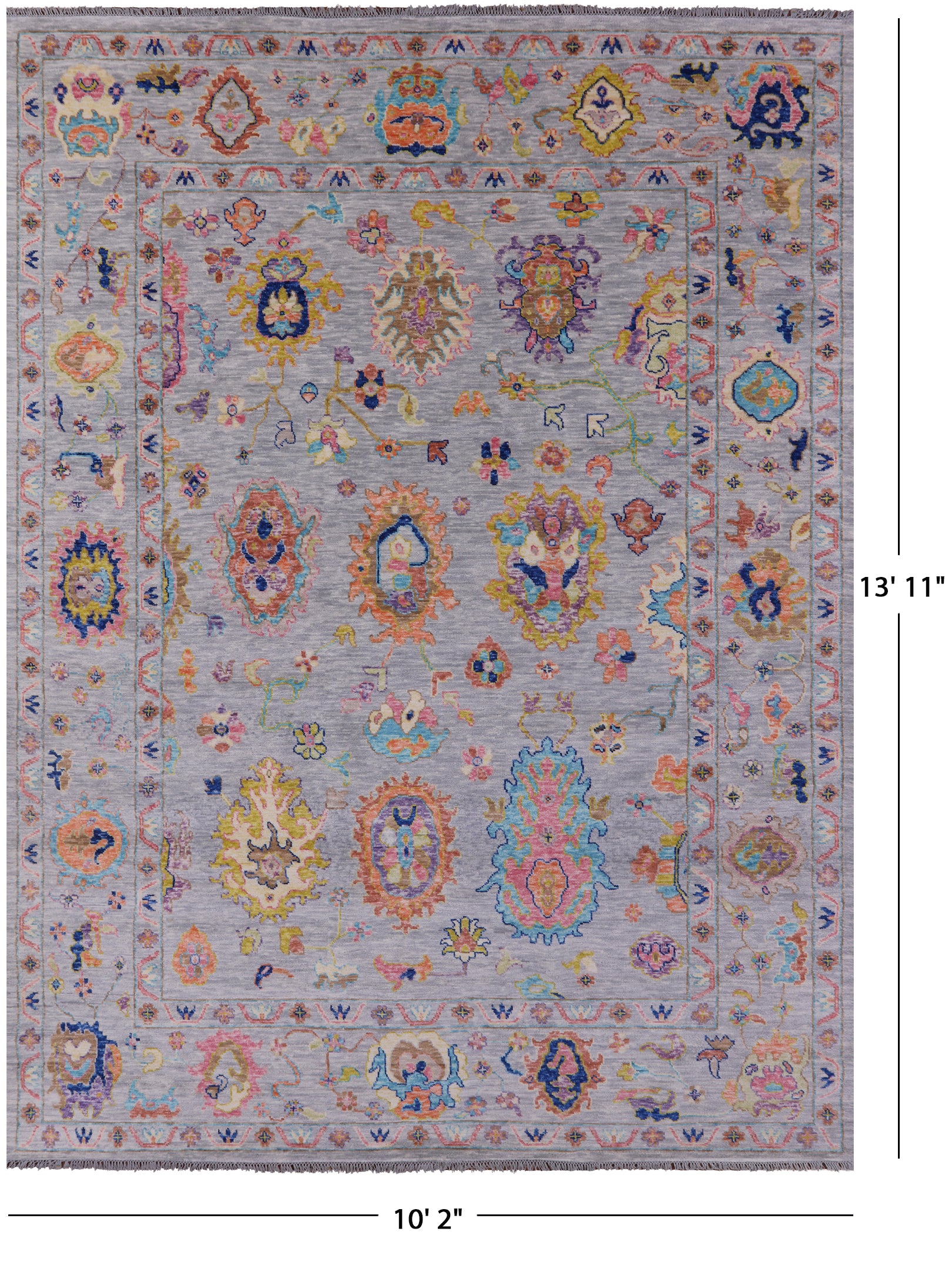 Grey Turkish Oushak Hand Knotted Wool Rug - 10' 2" X 13' 11" - Golden Nile