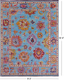 Blue Turkish Oushak Handmade Wool Rug - 8' 2" X 10' 4" - Golden Nile