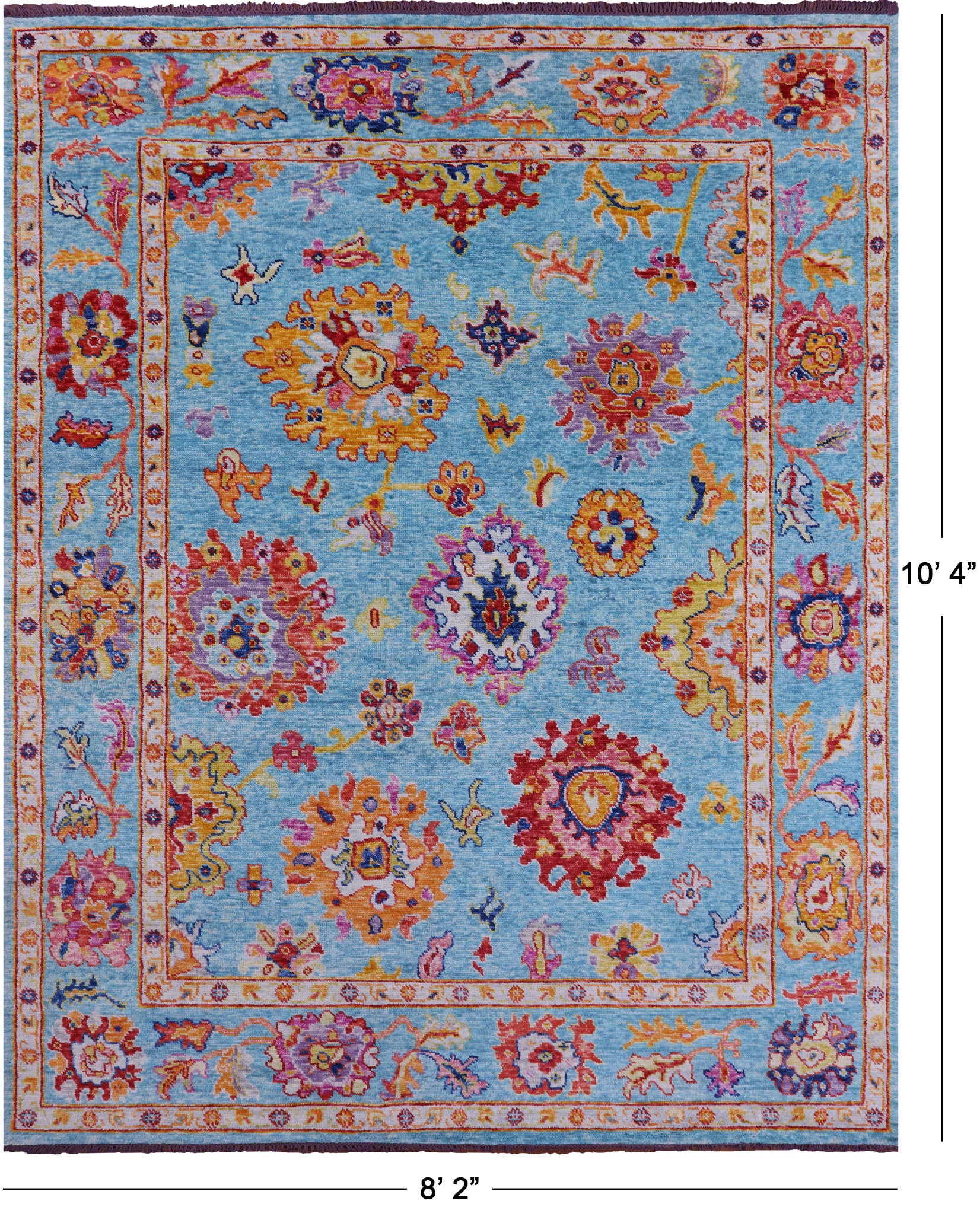Blue Turkish Oushak Handmade Wool Rug - 8' 2" X 10' 4" - Golden Nile