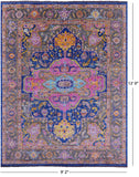 Blue Heriz Serapi Hand Knotted Wool Rug - 9' 2" X 12' 0" - Golden Nile