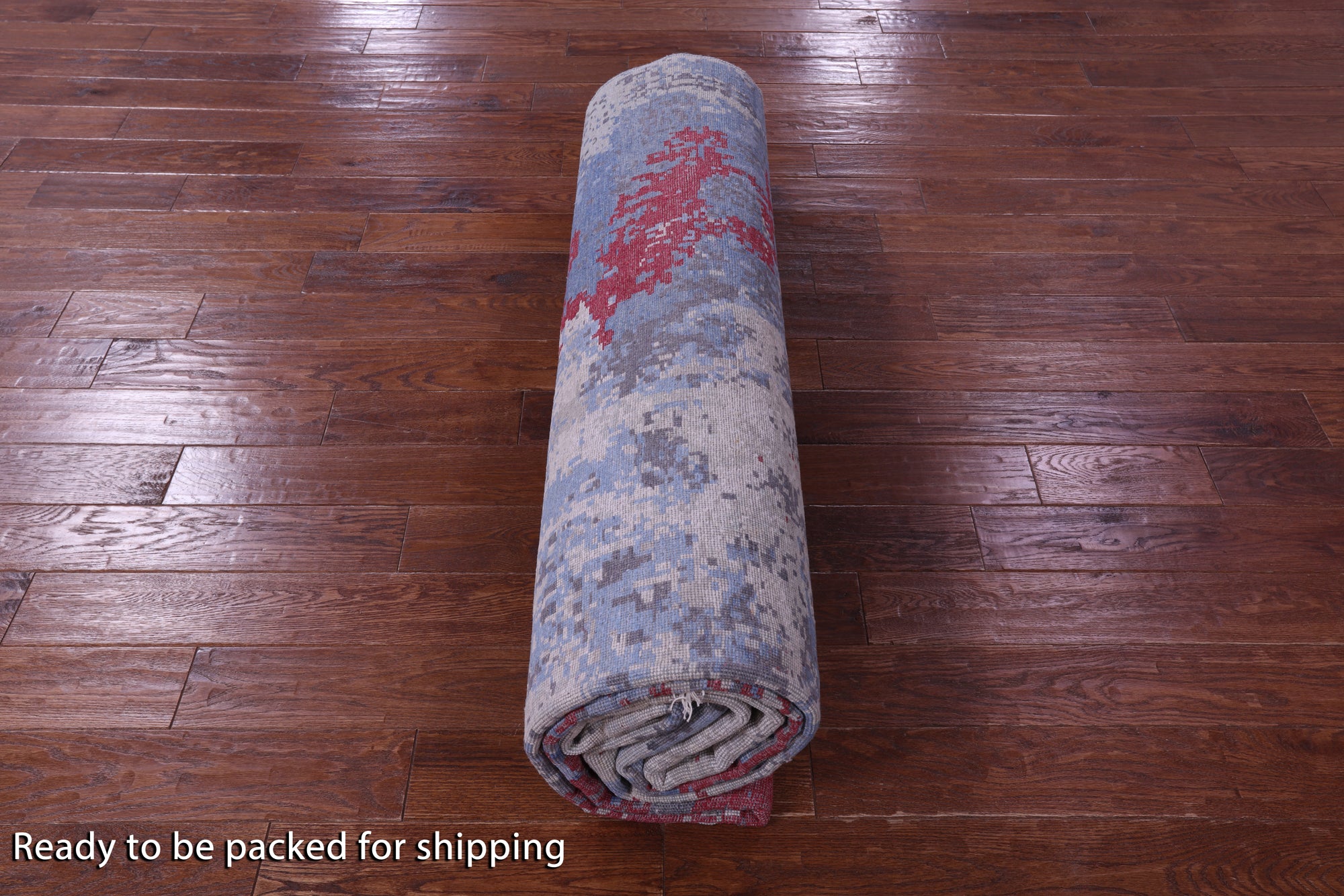 Abstract Contemporary Hand Knotted Wool & Silk Rug - 8' 10" X 11' 11" - Golden Nile
