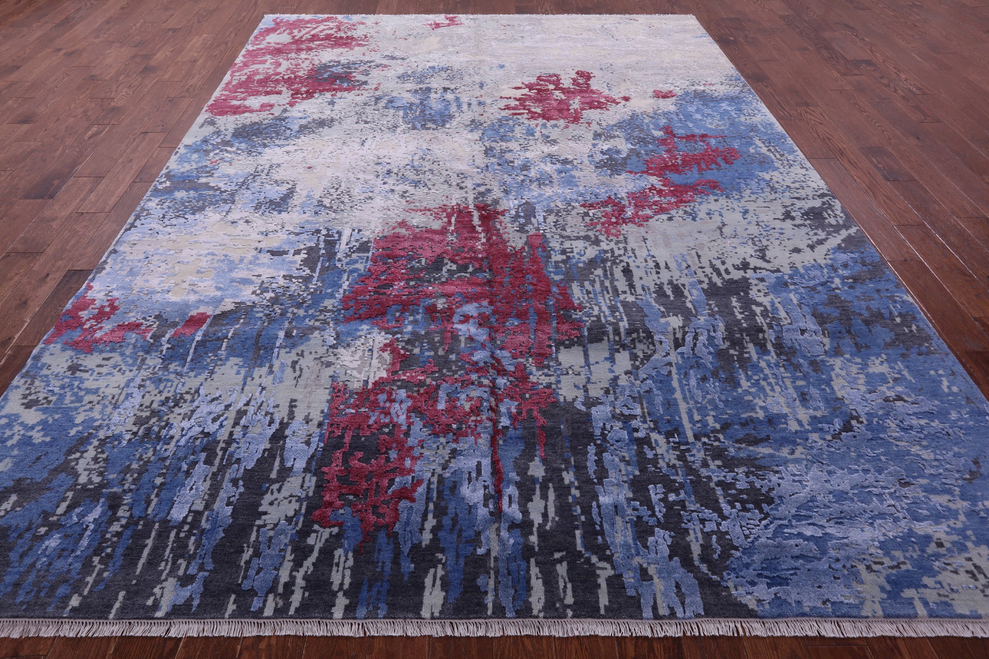 Abstract Contemporary Hand Knotted Wool & Silk Rug - 8' 10" X 11' 11" - Golden Nile