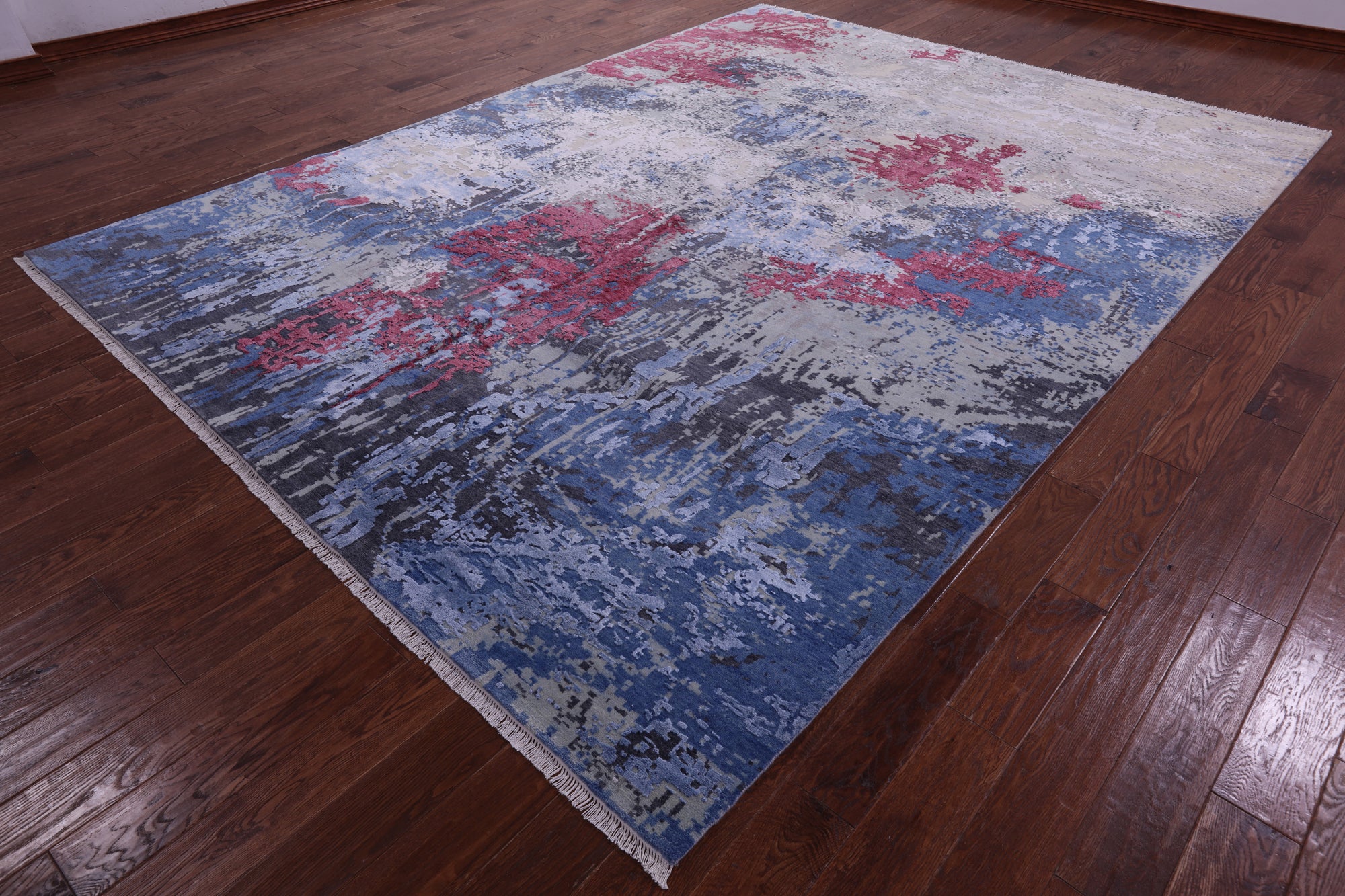 Abstract Contemporary Hand Knotted Wool & Silk Rug - 8' 10" X 11' 11" - Golden Nile