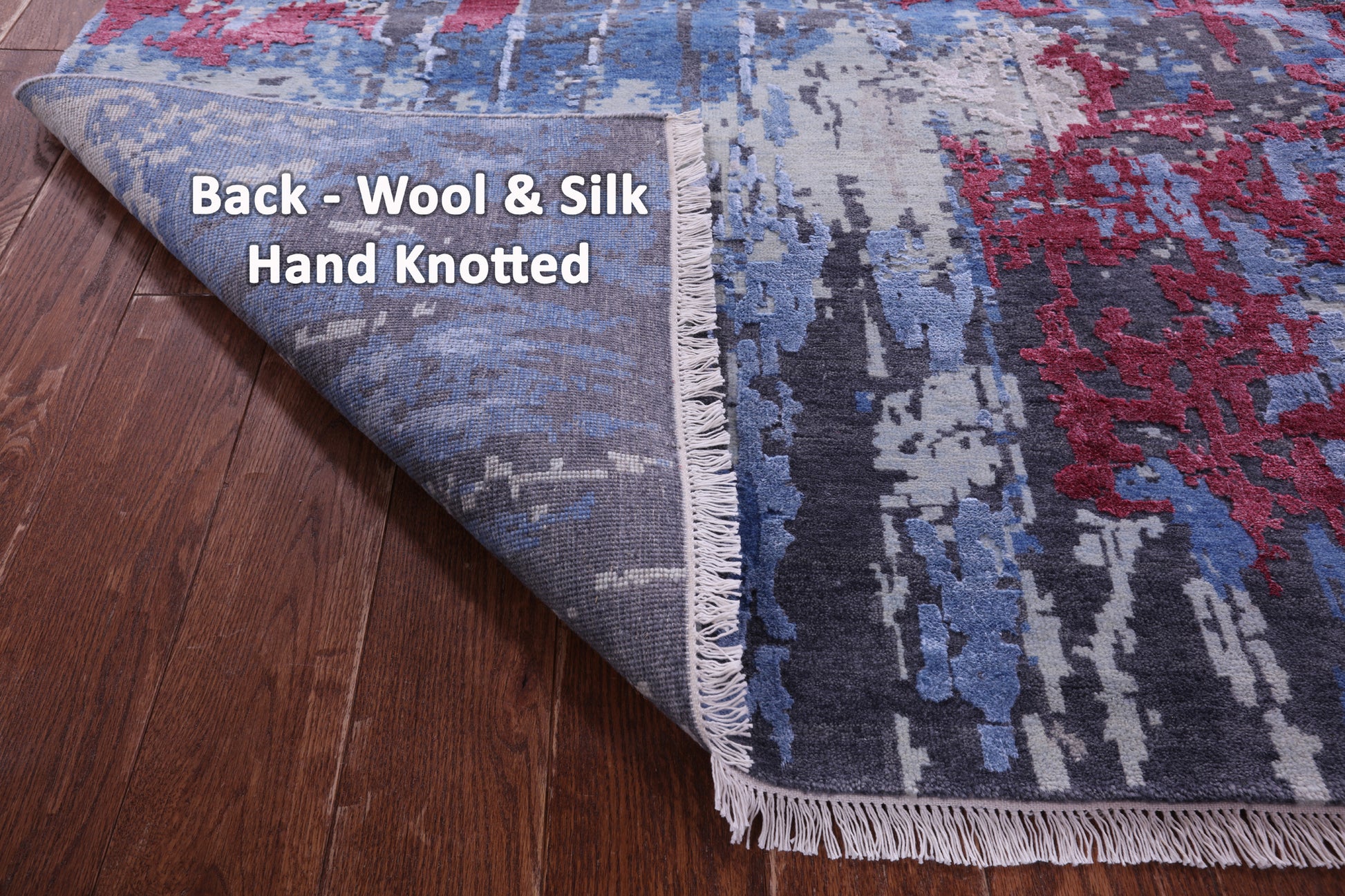 Abstract Contemporary Hand Knotted Wool & Silk Rug - 8' 10" X 11' 11" - Golden Nile