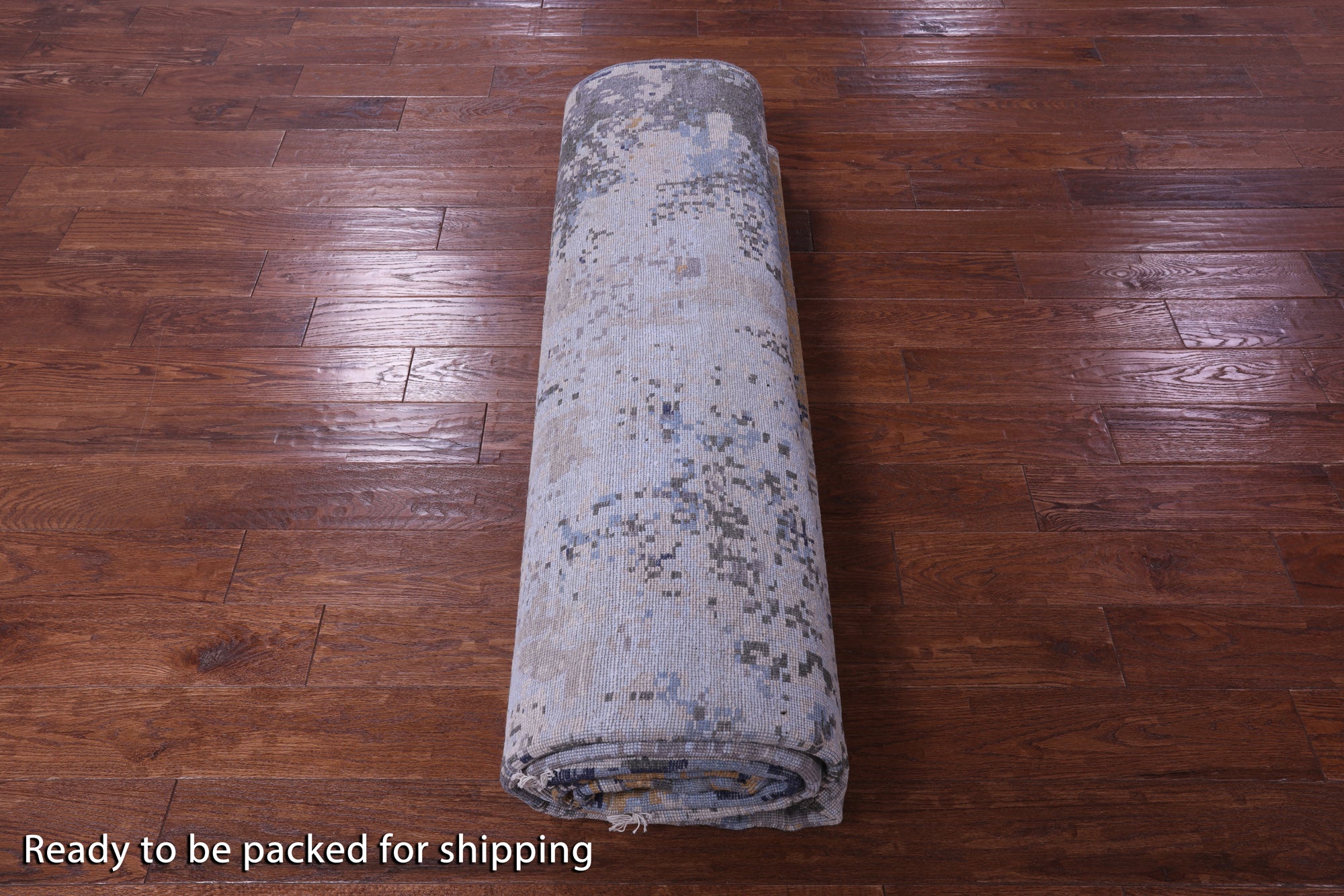 Abstract Contemporary Hand Knotted Wool & Silk Rug - 8' 10" X 12' 1" - Golden Nile