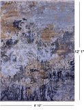 Abstract Contemporary Hand Knotted Wool & Silk Rug - 8' 10" X 12' 1" - Golden Nile