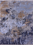 Abstract Contemporary Hand Knotted Wool & Silk Rug - 8' 10" X 12' 1" - Golden Nile