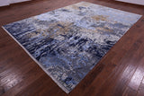 Abstract Contemporary Hand Knotted Wool & Silk Rug - 8' 10" X 12' 1" - Golden Nile