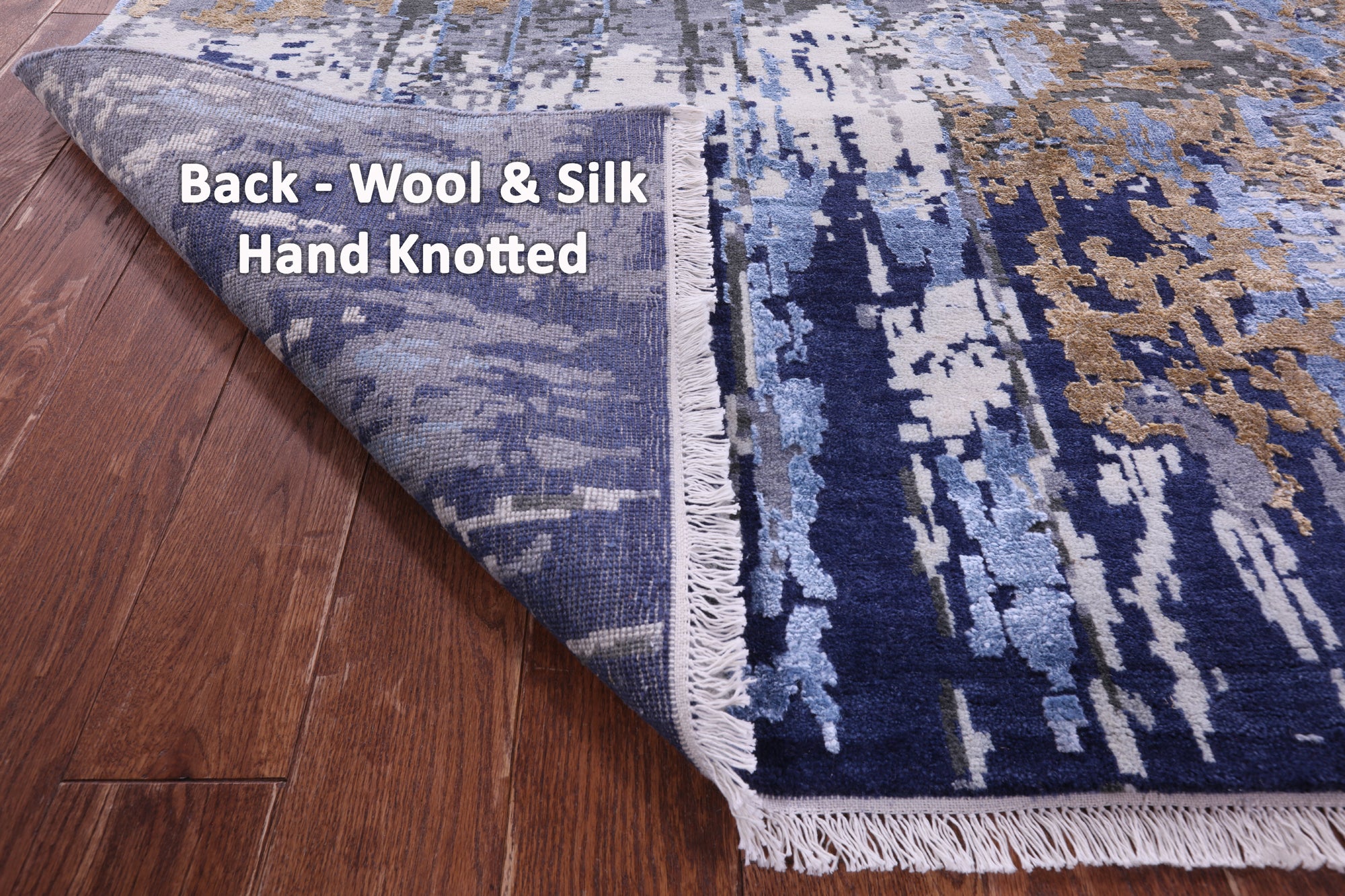 Abstract Contemporary Hand Knotted Wool & Silk Rug - 8' 10" X 12' 1" - Golden Nile