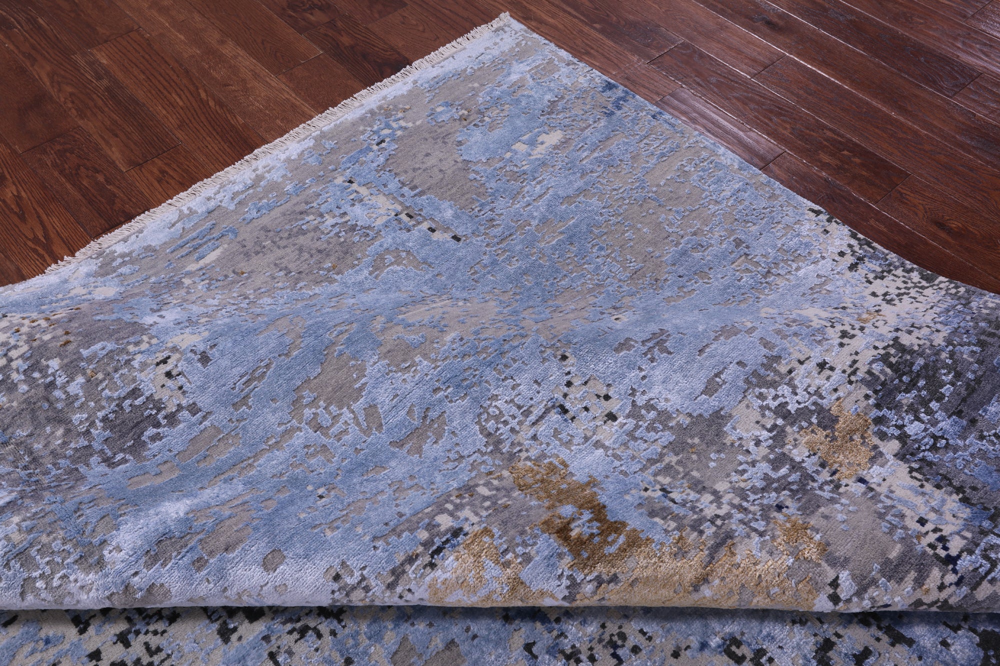 Abstract Contemporary Hand Knotted Wool & Silk Rug - 8' 10" X 12' 1" - Golden Nile