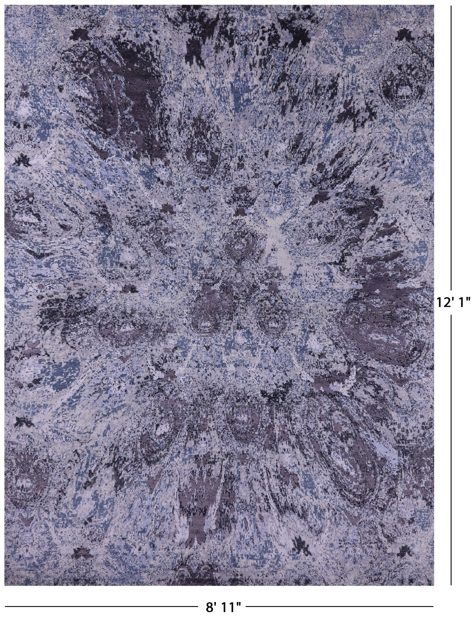 Contemporary Hand Knotted Wool & Silk Rug - 8' 11" X 12' 1" - Golden Nile