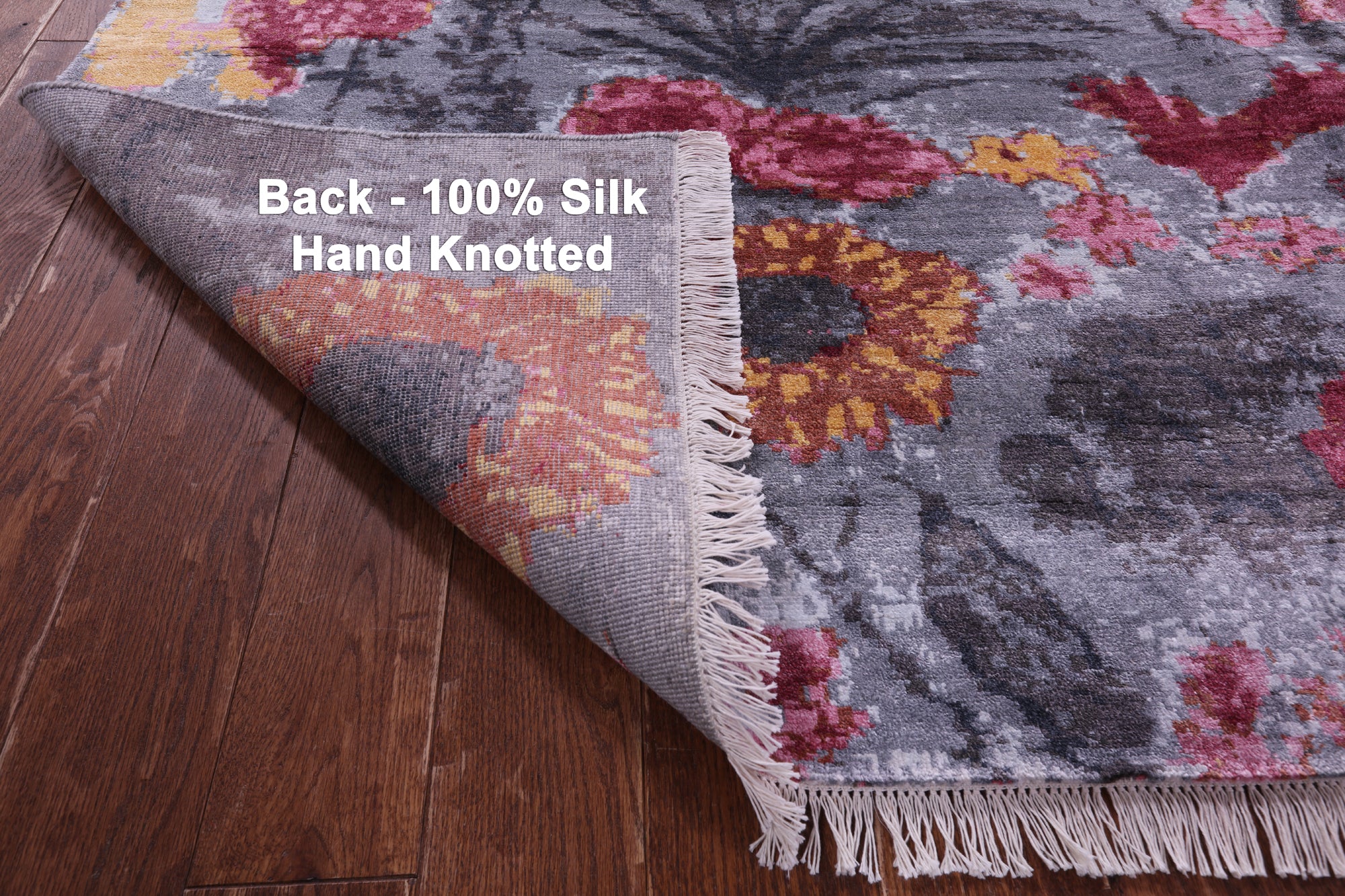 Contemporary Hand Knotted 100% Silk Rug - 8' 11" X 12' 0" - Golden Nile