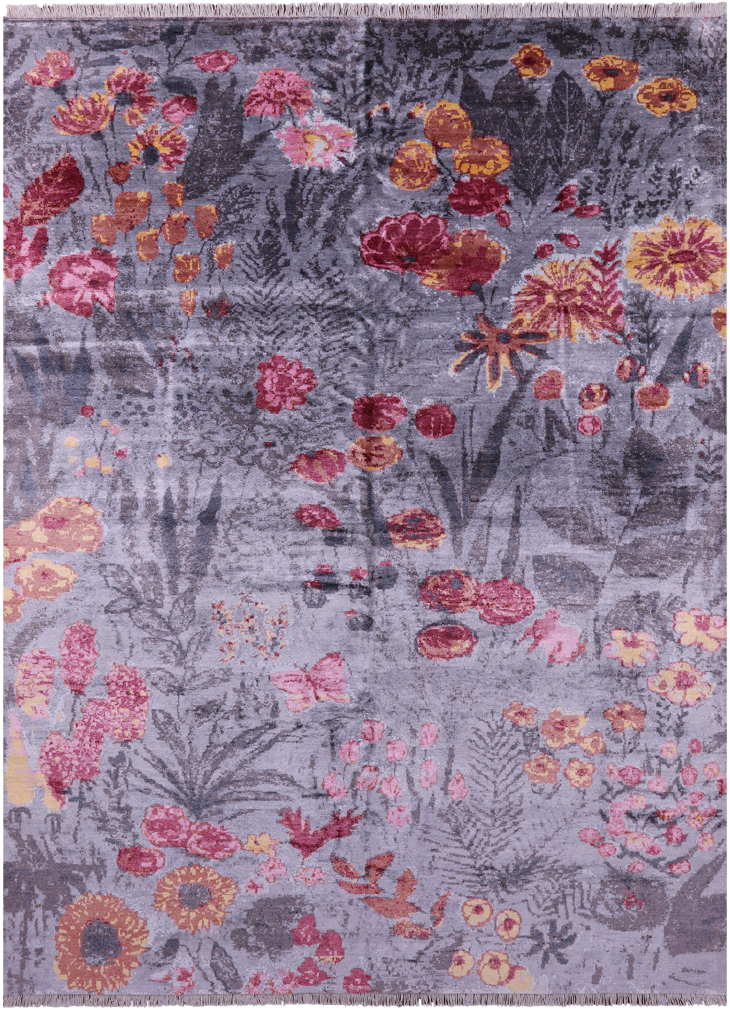 Contemporary Hand Knotted 100% Silk Rug - 8' 11" X 12' 0" - Golden Nile