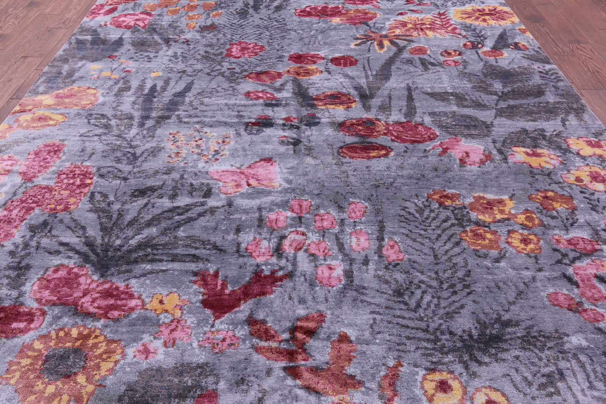 Contemporary Hand Knotted 100% Silk Rug - 8' 11" X 12' 0" - Golden Nile