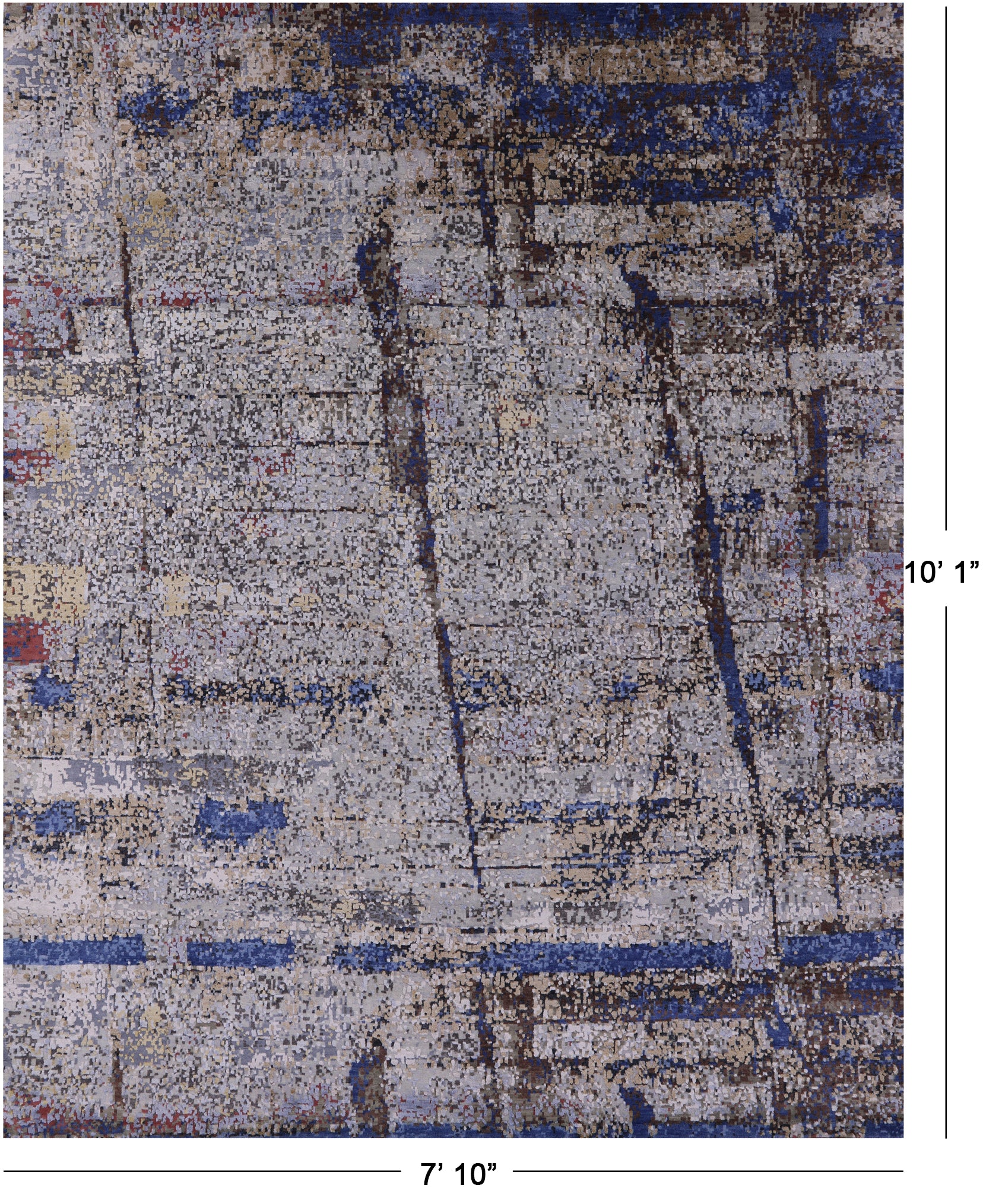 Abstract Contemporary Hand Knotted Wool & Silk Rug - 7' 10" X 10' 1" - Golden Nile