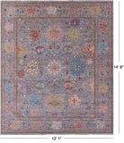 Grey Turkish Oushak Handmade Wool Rug - 12' 1" X 14' 9" - Golden Nile