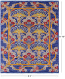 Blue William Morris Hand Knotted Wool Rug - 9' 5" X 11' 10" - Golden Nile
