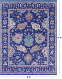 Blue Turkish Oushak Handmade Wool Rug - 8' 0" X 10' 6" - Golden Nile