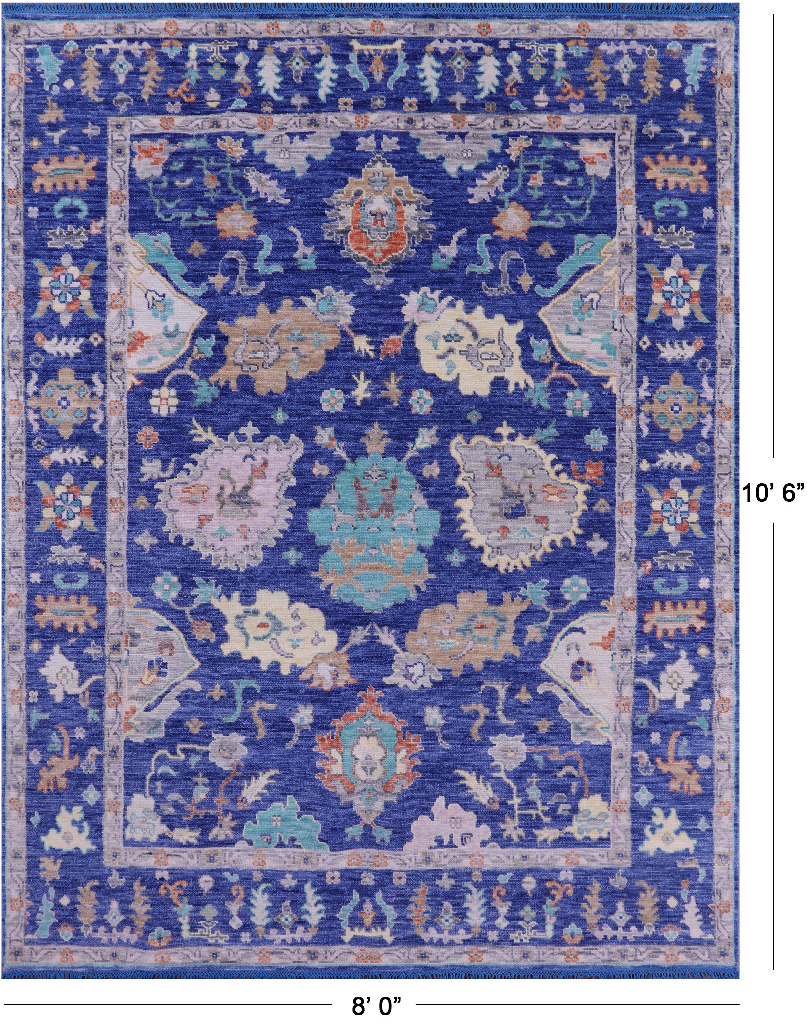 Blue Turkish Oushak Handmade Wool Rug - 8' 0" X 10' 6" - Golden Nile