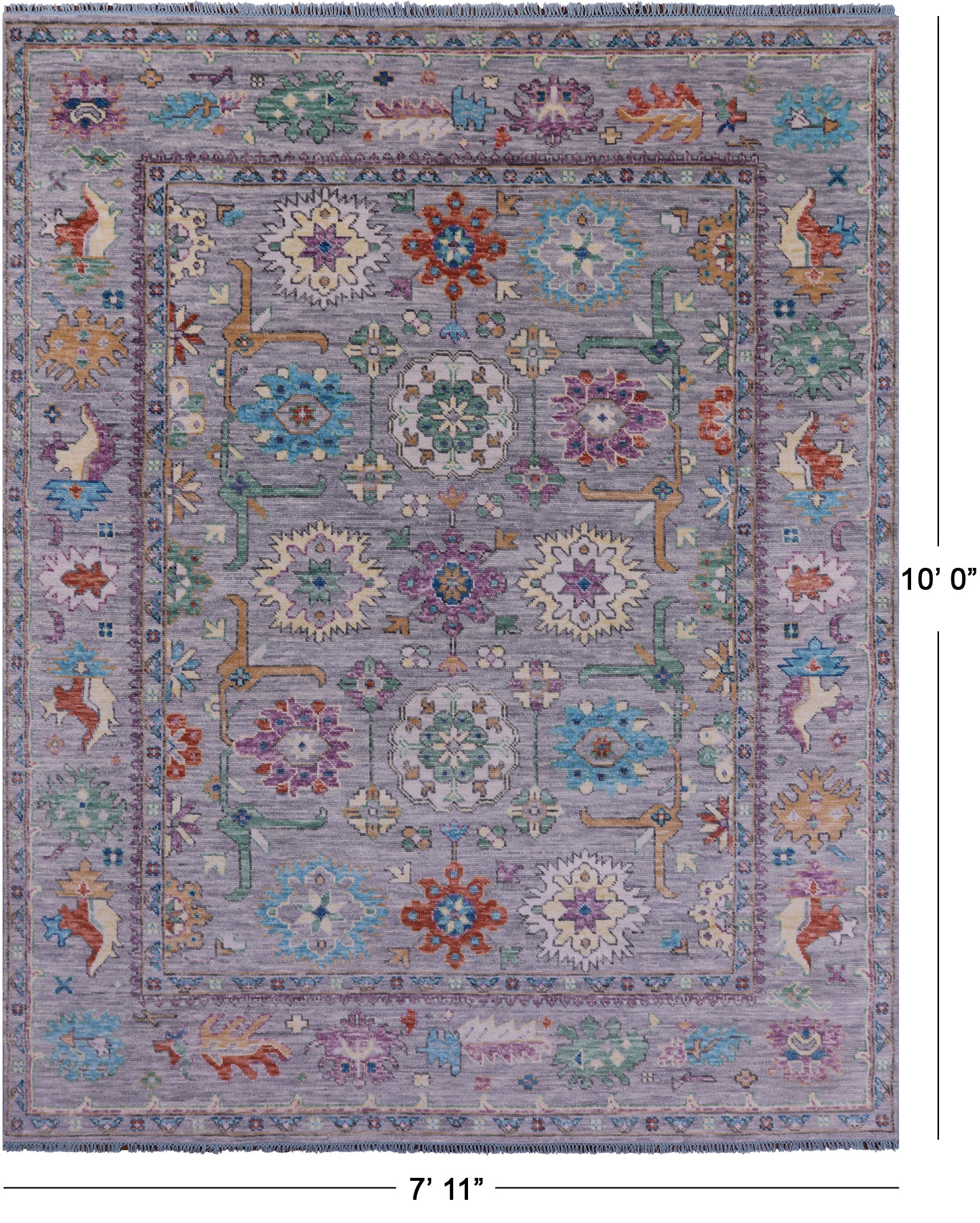 Grey Turkish Oushak Hand Knotted Wool Rug - 7' 11" X 10' 0" - Golden Nile