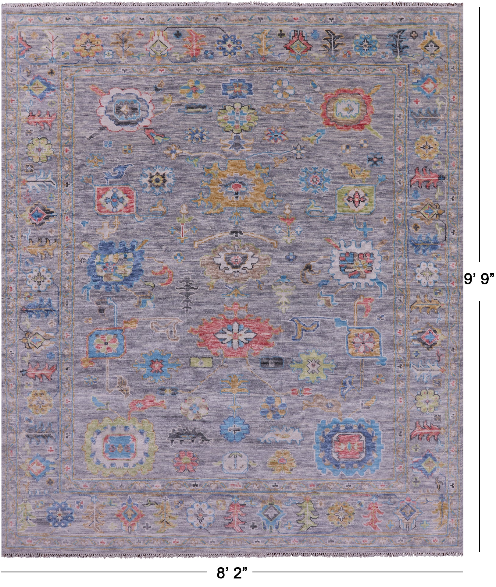 Grey Turkish Oushak Handmade Wool Rug - 8' 2" X 9' 9" - Golden Nile
