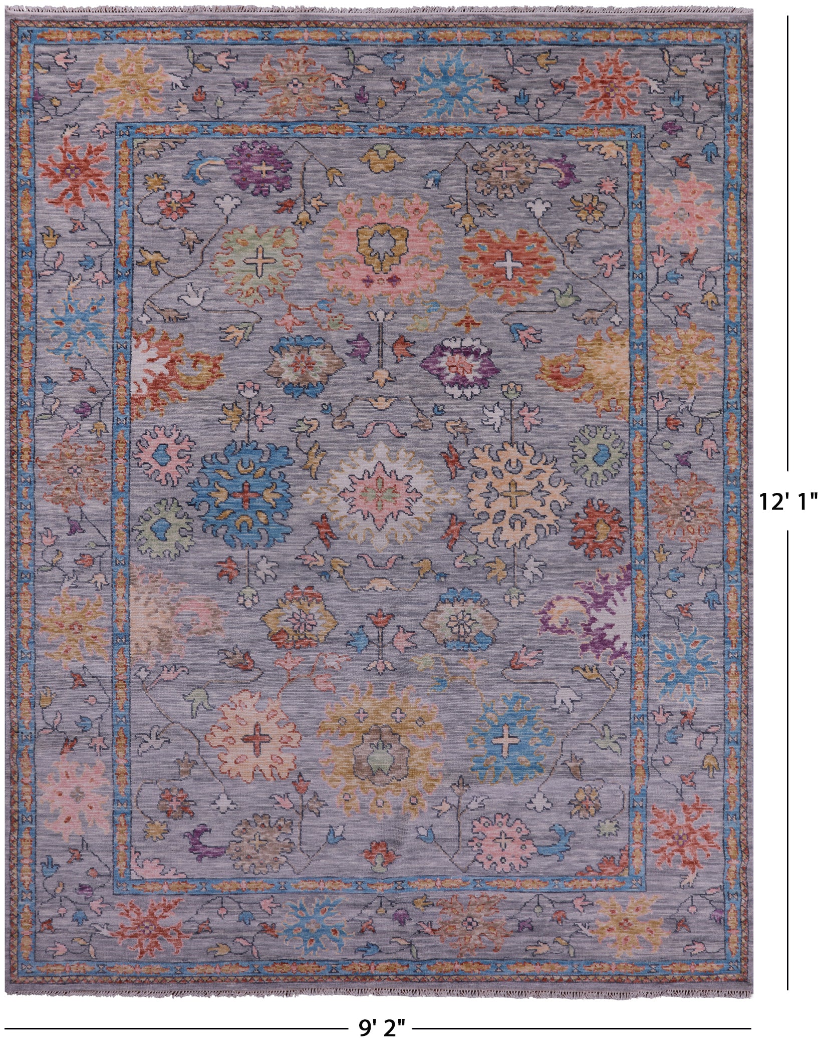 Grey Turkish Oushak Hand Knotted Wool Rug - 9' 2" X 12' 1" - Golden Nile