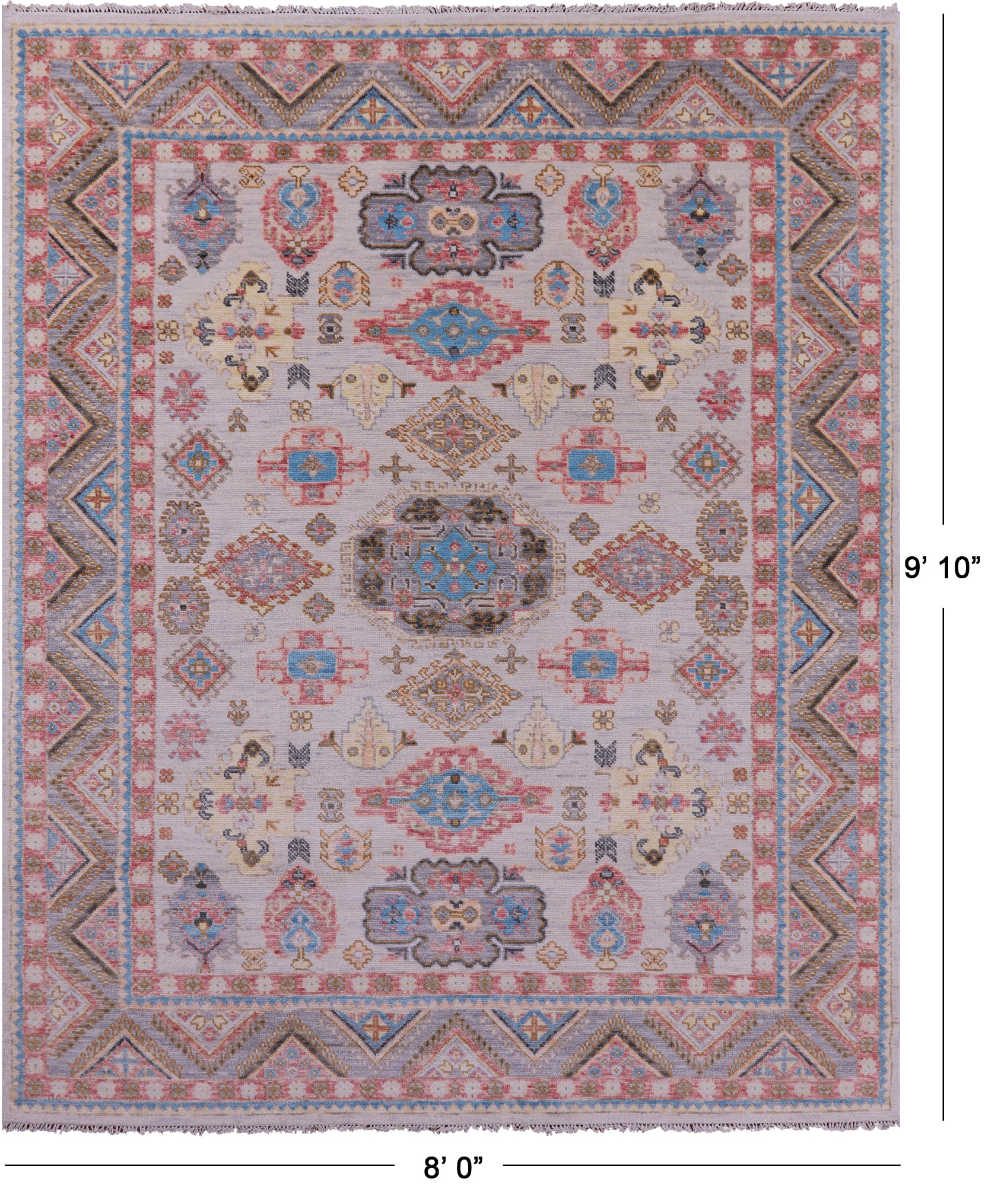 Ivory Turkish Oushak Hand Knotted Wool Rug - 8' 0" X 9' 10" - Golden Nile
