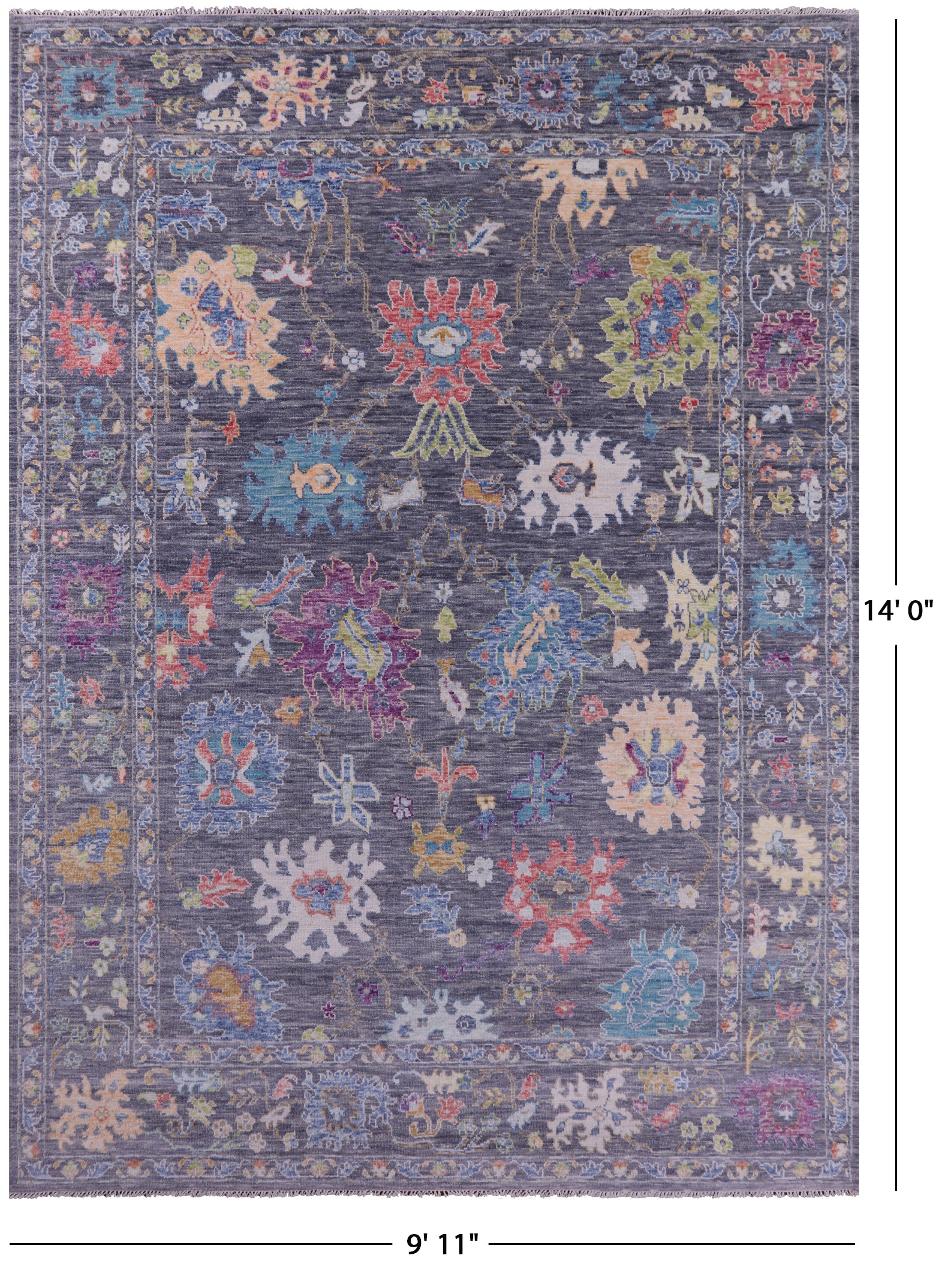Grey Turkish Oushak Hand Knotted Wool Rug - 9' 11" X 14' 0" - Golden Nile