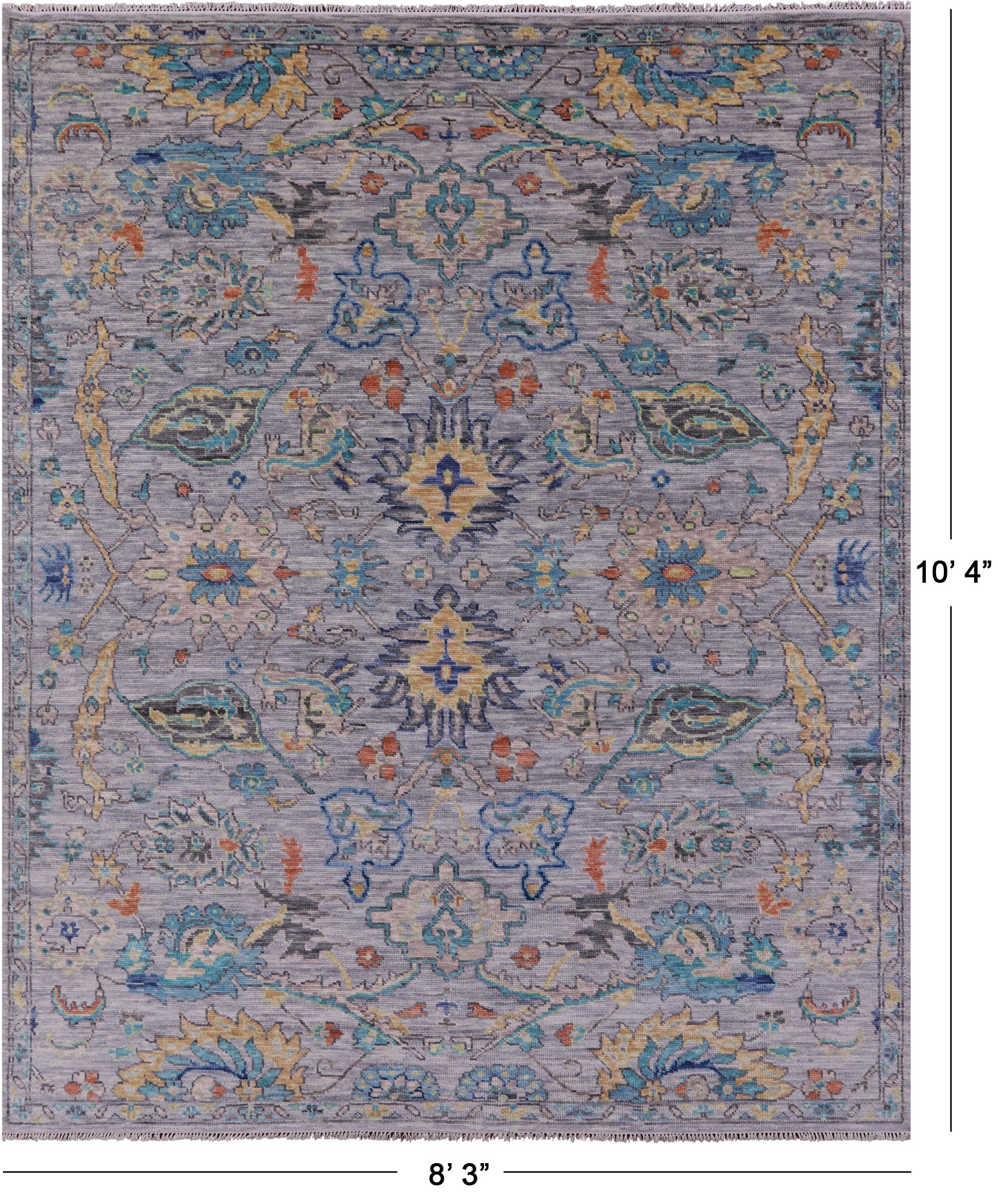 Grey Turkish Oushak Handmade Wool Rug - 8' 3" X 10' 4" - Golden Nile