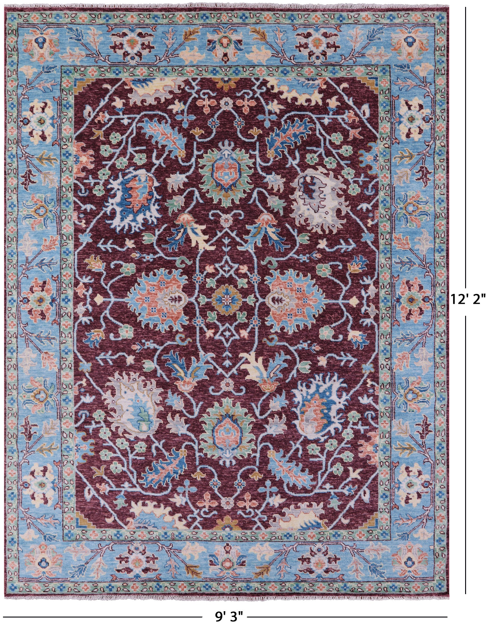 Turkish Oushak Hand Knotted Wool Rug - 9' 3" X 12' 2" - Golden Nile