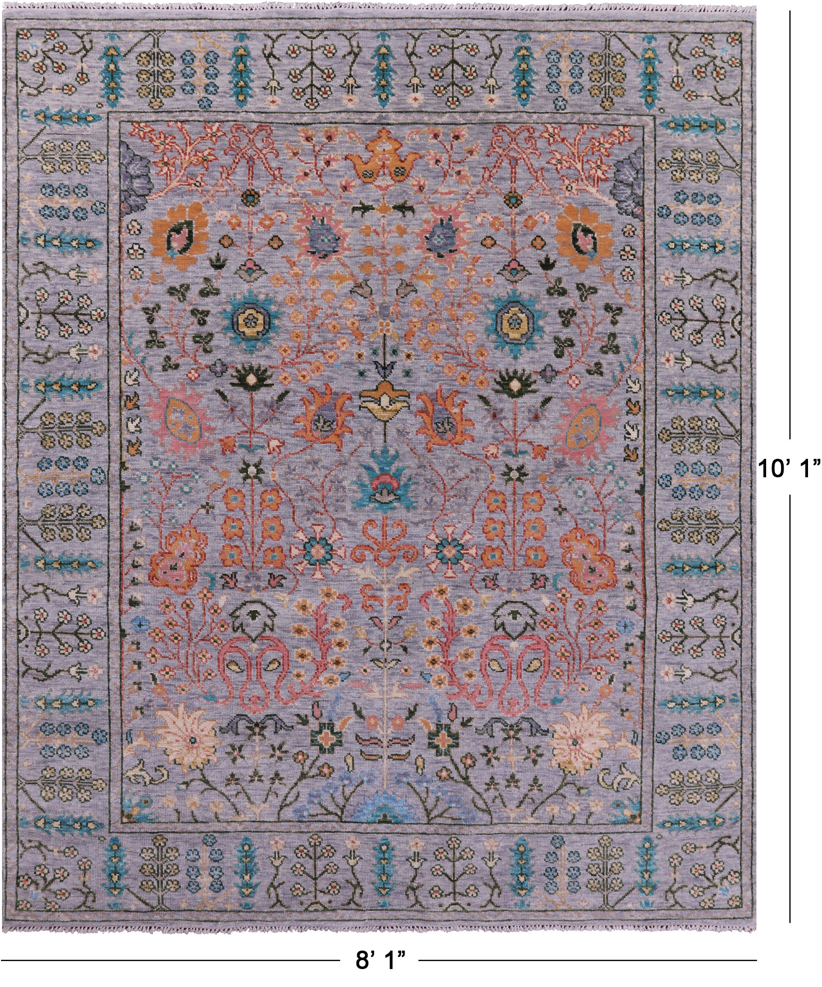 Grey Turkish Oushak Hand Knotted Wool Rug - 8' 1" X 10' 1" - Golden Nile