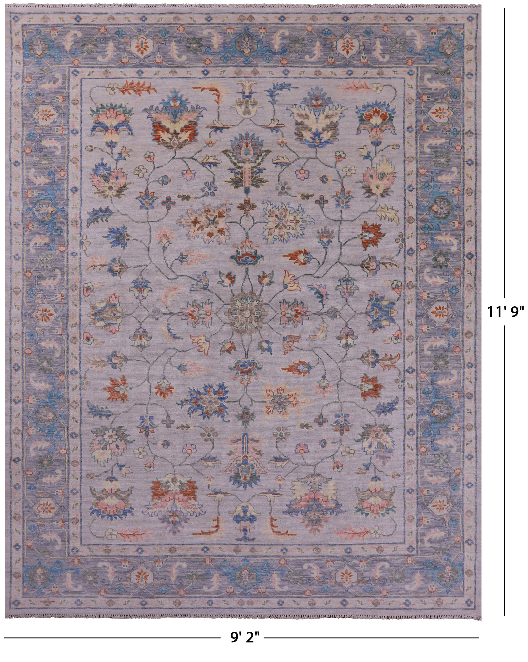 Grey Persian Fine Serapi Hand Knotted Wool Rug - 9' 2" X 11' 9" - Golden Nile