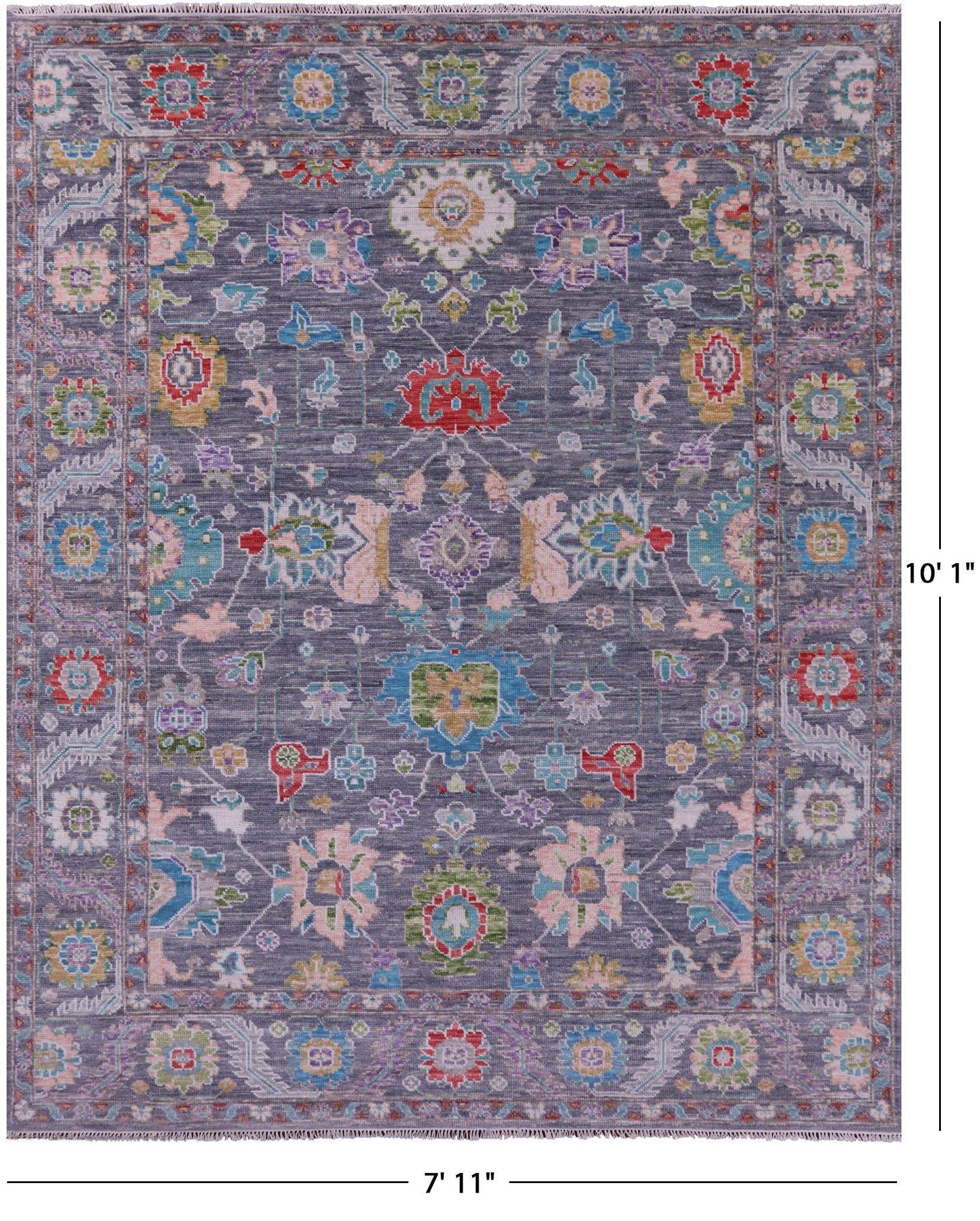 Grey Turkish Oushak Hand Knotted Wool Rug - 7' 11" X 10' 1" - Golden Nile