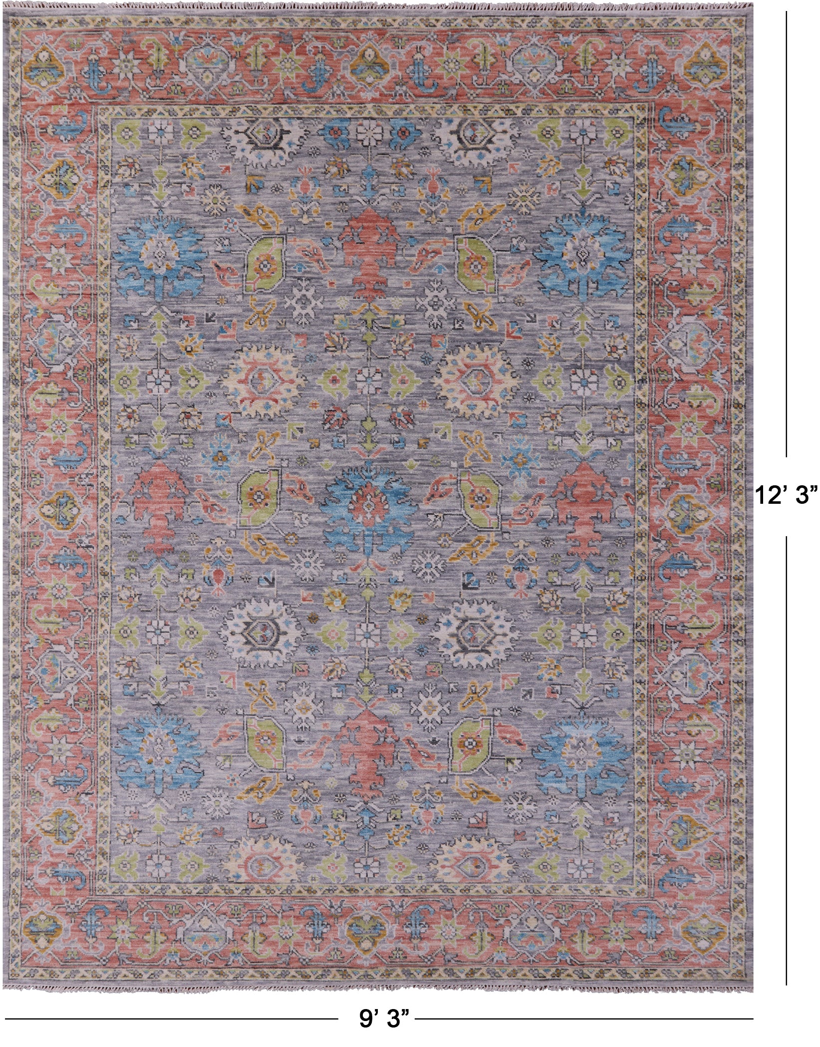 Grey Turkish Oushak Handmade Wool Rug - 9' 3" X 12' 3" - Golden Nile